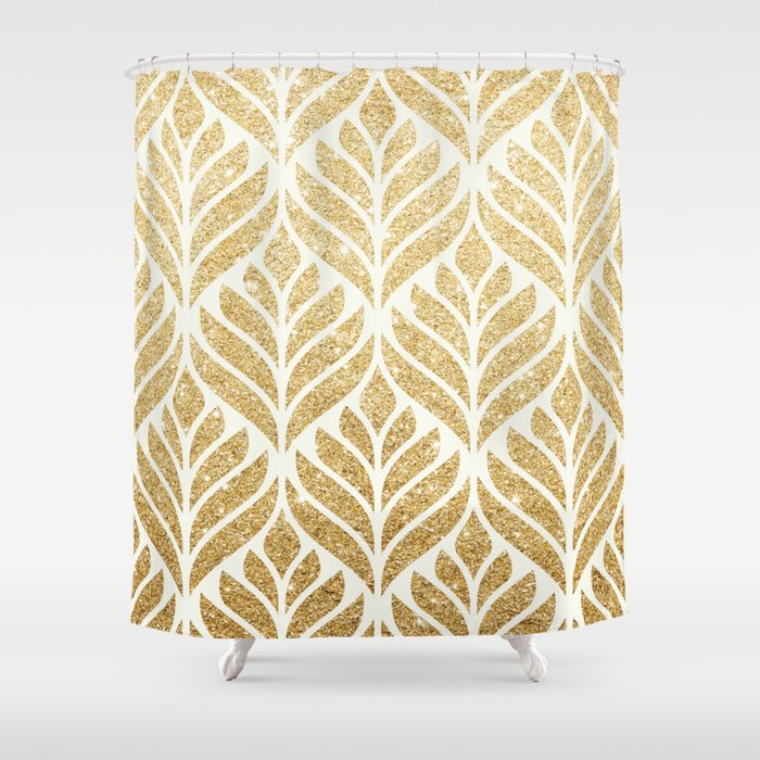 Gold Leaf Print Shower Curtain By Faithdunbar Society6