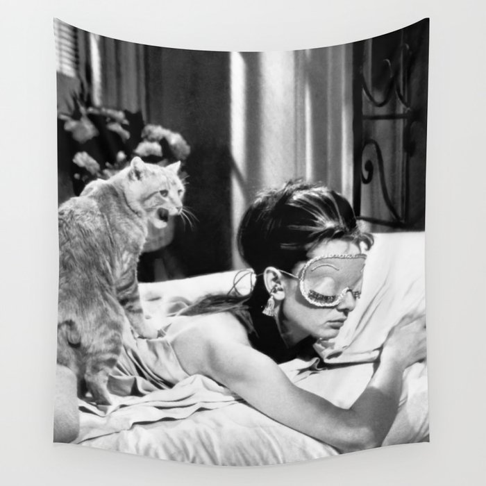 Audrey Hepburn cat Wall Tapestry