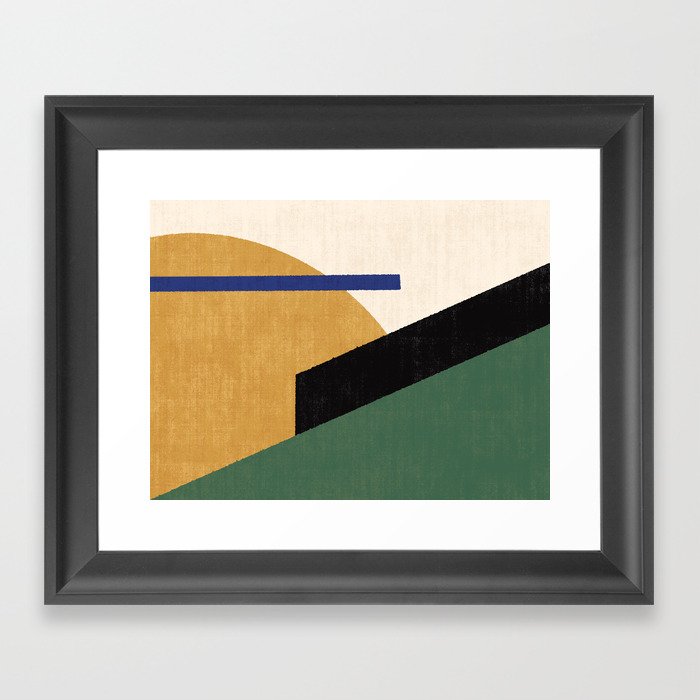 Geometric Compo 1 Filet Landscape - green Framed Art Print