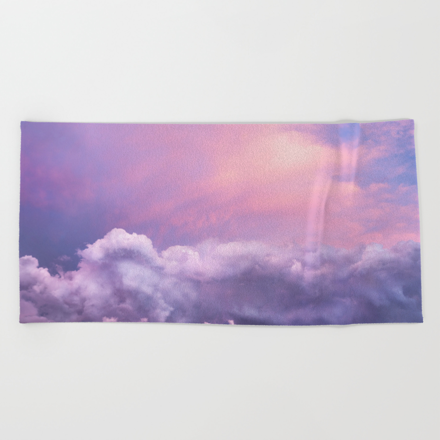 Sunset And Clouds Blush Pink Unicorn Sky Beach Towel By