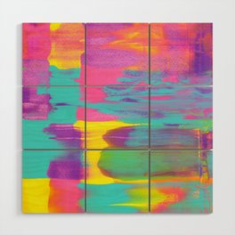 Neon Sunset Paint Smear Wood Wall Art