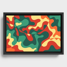 Swirling Waves Deconstructed Abstract Nature Art In Warm Natural African Color Palette Framed Canvas