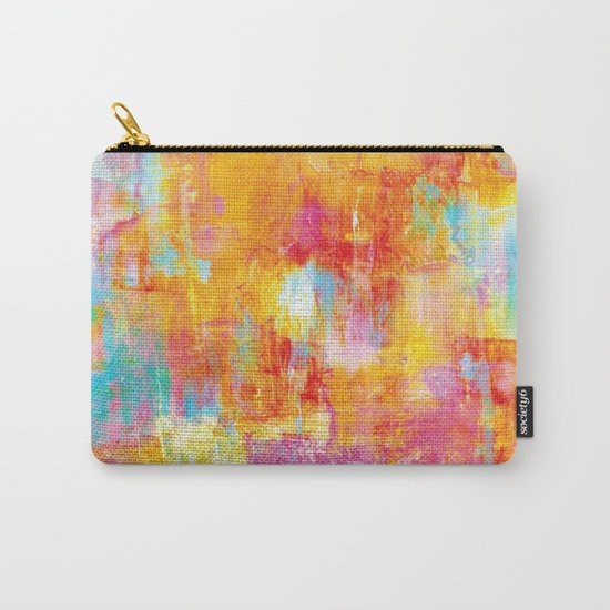 OFF THE GRID Colorful Pastel Neon Abstract Watercolor Acrylic Textural Art Painting Nature Rainbow Carry-All Pouch