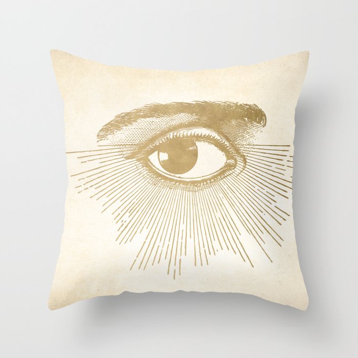 I See You. Vintage Gold Antique Paper Throw Pillow