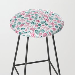 Vintage Seashell Pattern In Pastel Aqua And Pink Aesthetic Bar Stool