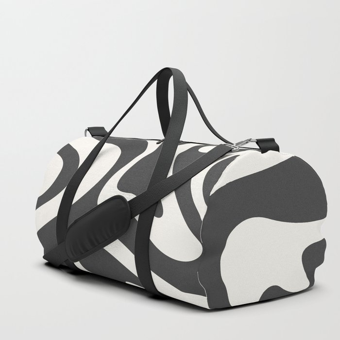 Modern Abstract Pattern 2 in black and Beige (Liquid Swirl Design) Duffle Bag