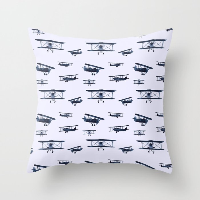 Retro airplanes #2 || watercolor Throw Pillow