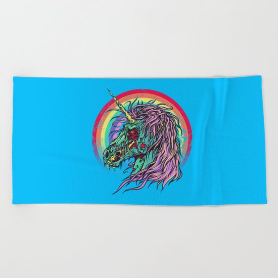 Zombie Unicorn Beach Towel