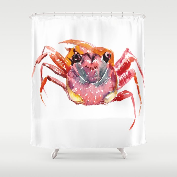 Crab, red pink orange kitchen artwork design Shower Curtain