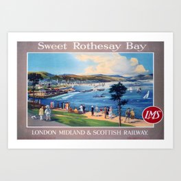 retro Sweet Rothesay Bay Art Print | Rothesay, Angleterre, Railwayana, Eisenbahnplakat, Manifesto, Bay, Railroad, Sweet, Fer, United 