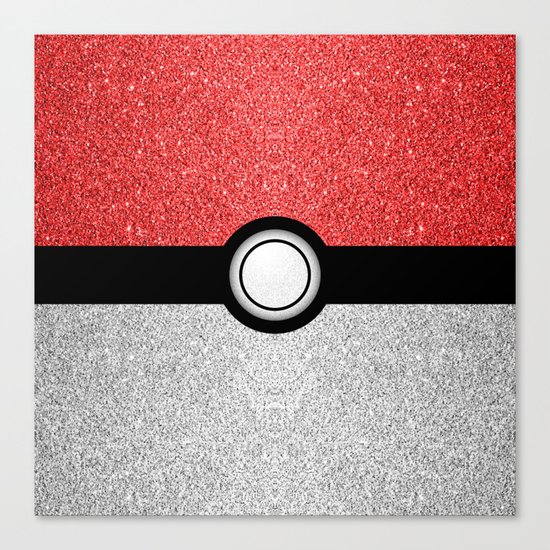 Sparkly red and silver sparkles poke ball Canvas Print