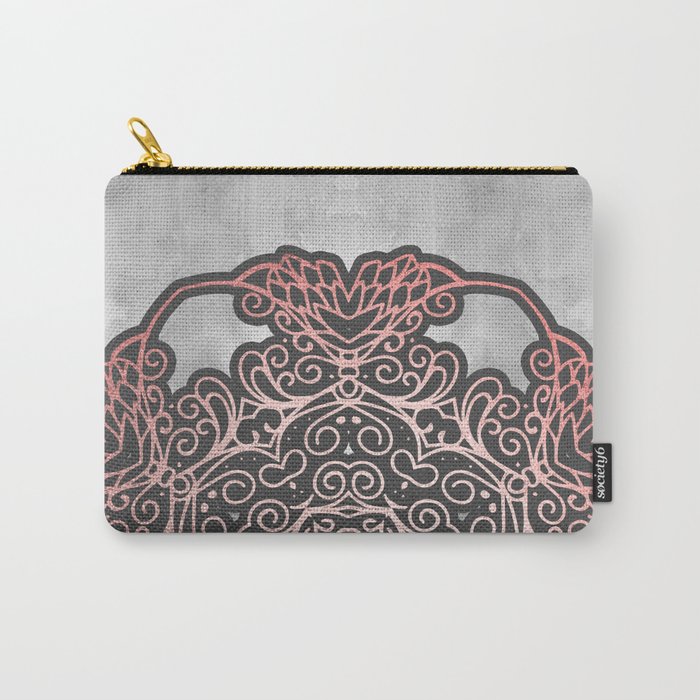 Rose Gold & Grey Mandala Carry-All Pouch