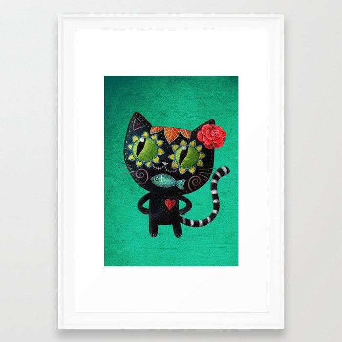Black Cat Of The Dead Framed Art Print By Madamecolonelle Society6