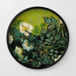 Wild Roses (1890) by Vincent van Gogh Wall Clock