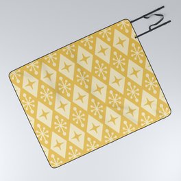 Mid Century Modern Atomic Triangle Pattern 710 Yellow on Yellow Picnic Blanket