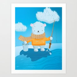 Fishing Polar Bear Art Print