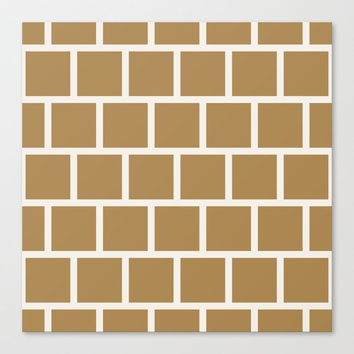 Gold Brown and White Bricks Retro Pattern  Canvas Print