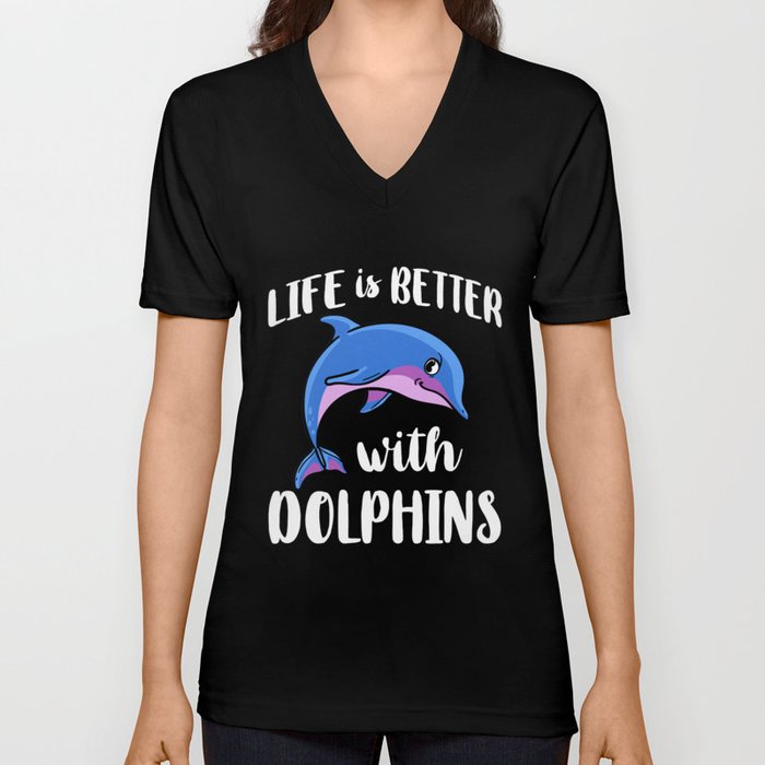 Dolphin Trainer Animal Lover Funny Cute V Neck T Shirt