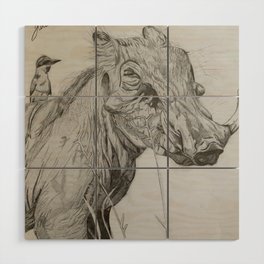 Warthog Drawing Wood Wall Art