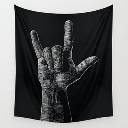 Rock on hand sign Wall Tapestry