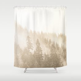 Vintage Sepia Fir Trees Shower Curtain