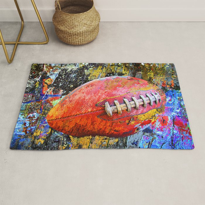 Football art print work vs 3 Football poster artwork Rug by takumipark Society6