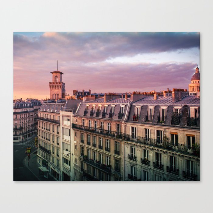 Paris Urban Photography, "Paris Sunset" Large Art Print, Travel Wall Art, Living Room Fine Art Photo Canvas Print