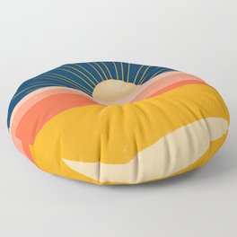 Here comes the Sun Floor Pillow | Retro, Minimal, Graphicdesign, Geo, Desert, Abstract, Modern, Sun, Landscape, Nika 