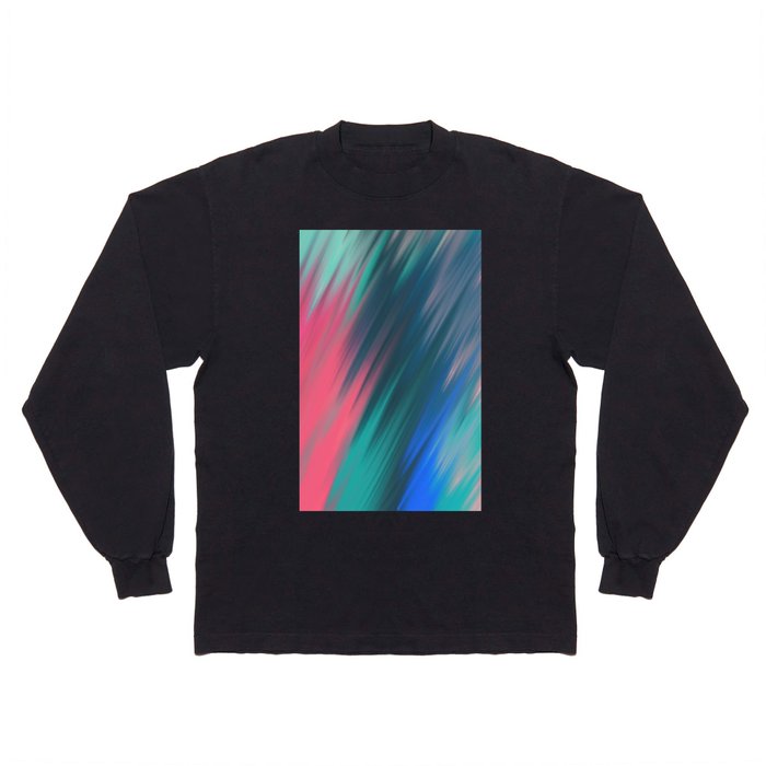Abstract Artsy Teal Pink Blue Hand Painted Brushstrokes Long Sleeve T Shirt