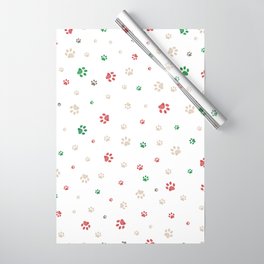 Trace doodle paw prints pattern background with Christmas new years background Wrapping Paper | Pattern, Foot Print, Red, Cat Mom, Doodle, Animal, Walk, Christmas, Green, Dog Mom 