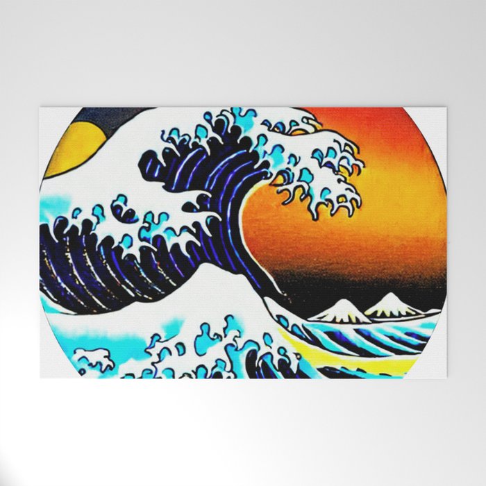  The Great Wave | outrun style Welcome Mat