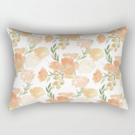 Orange Floral Rectangular Pillow
