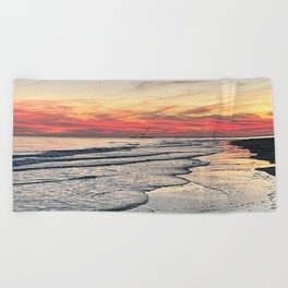 Swirls of Pink Sunset Beach Towel