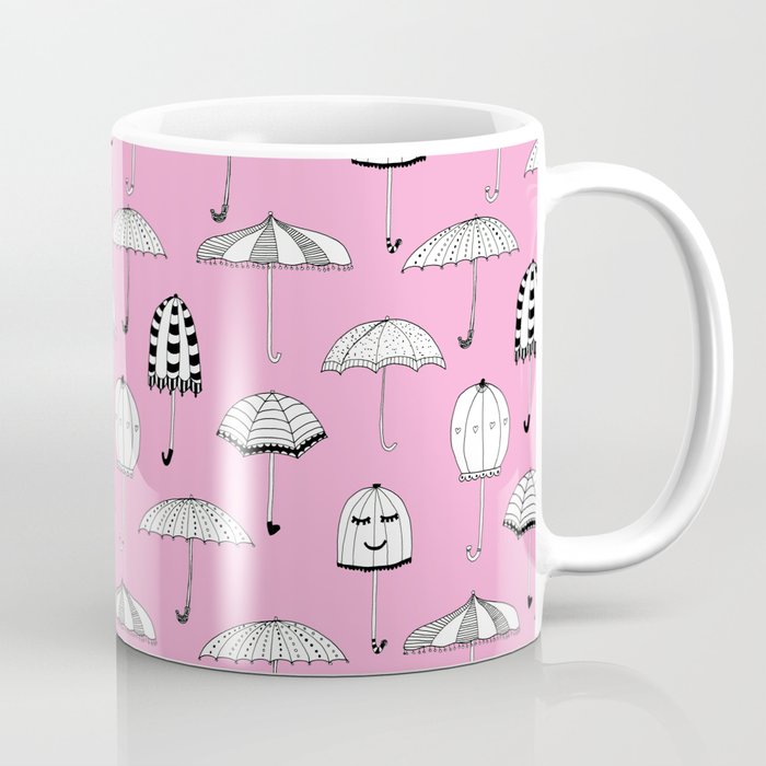 Happy Umbrellas Pattern - pink Coffee Mug
