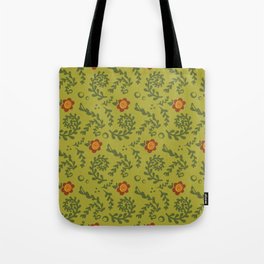 Ferny Floral Garden, Enchanted Garden  |  Green Orange Tote Bag