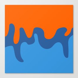Viscous - Blue Orange Colourful Abstract Art Pattern Design Canvas Print