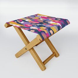 Every day we glow International Women's Day // midnight navy blue background purple, violet, very peri fuchsia pink and gold humans  Folding Stool