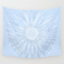 Festive, Winter, Mandala, Snowflake, Sky Blue Wall Tapestry