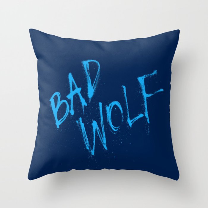 Doctor Who Bad Wolf Blue Throw Pillow