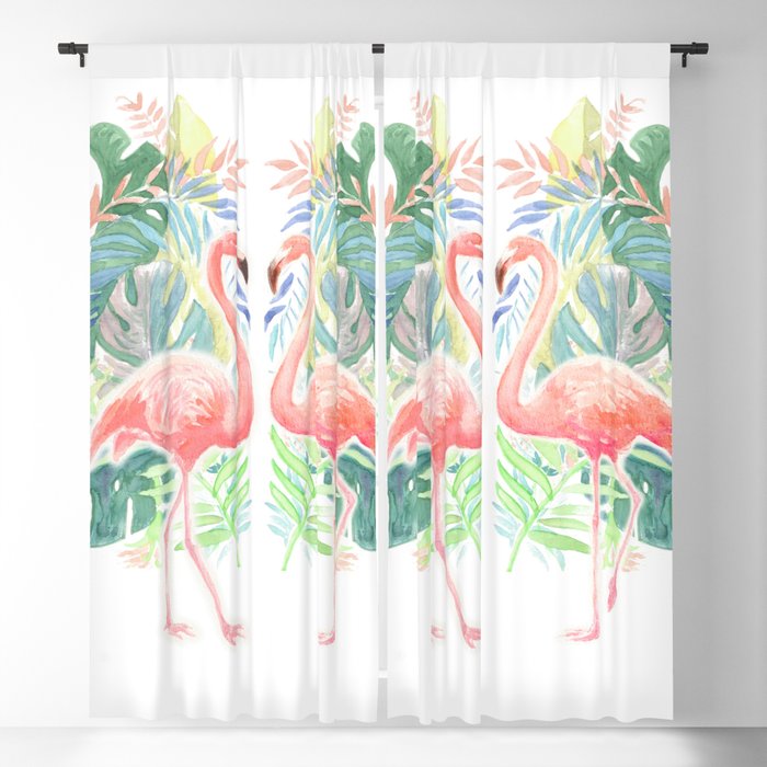 Lovely Fairy Tale For Two Flamingo Watercolor Illustration Blackout Curtain