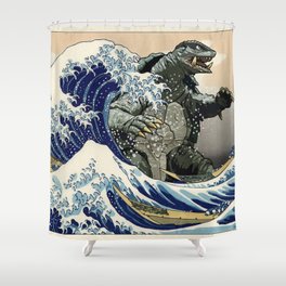 Kaiju Gamera In The Great Wave Shower Curtain