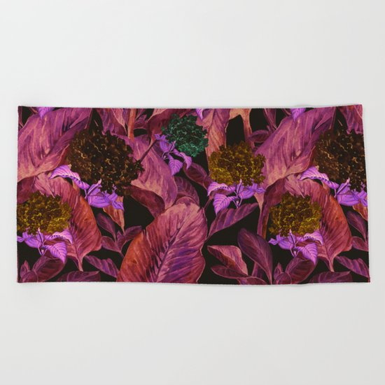 Dark Leaves Beach Towel