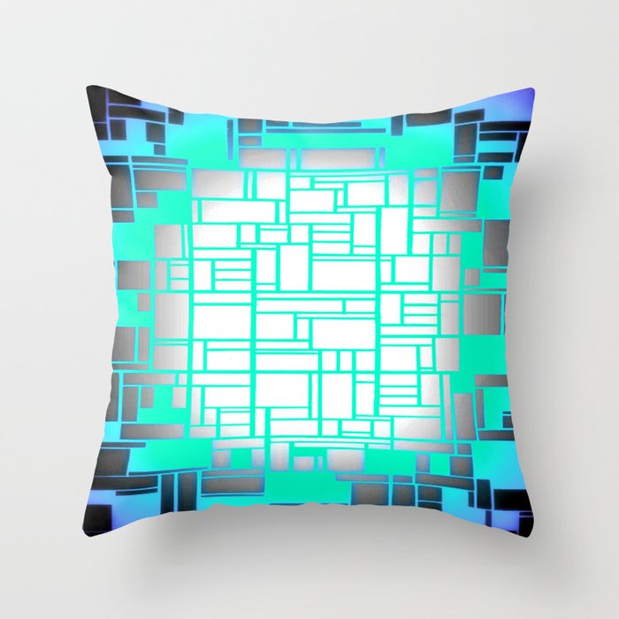 Periwinkle Aqua Gray Geometric Throw Pillow