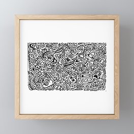 Skulls, Lightning, Clouds and such - Freeform line art illustration - black and white Framed Mini Art Print