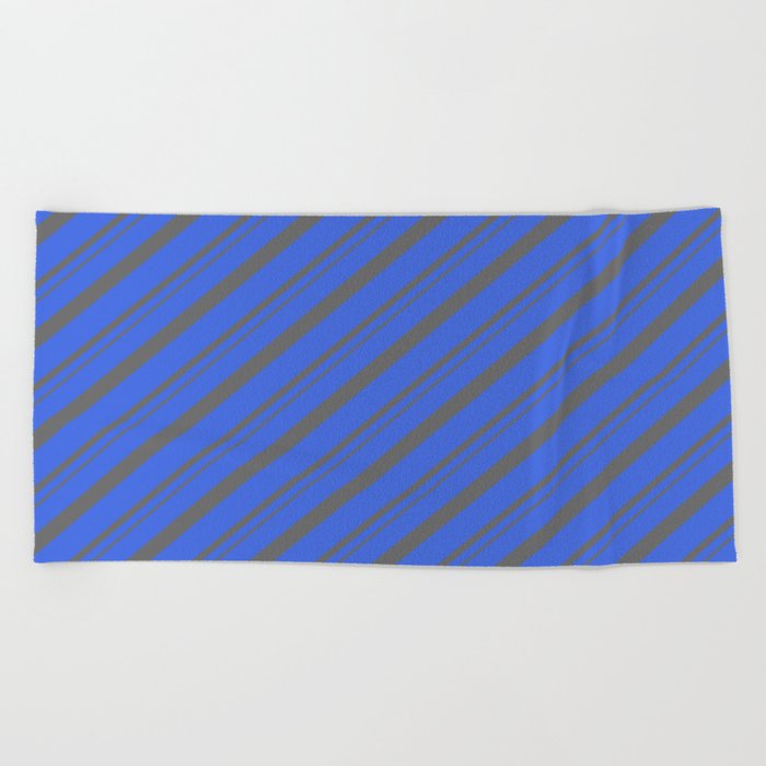 Royal Blue & Dim Gray Colored Pattern of Stripes Beach Towel