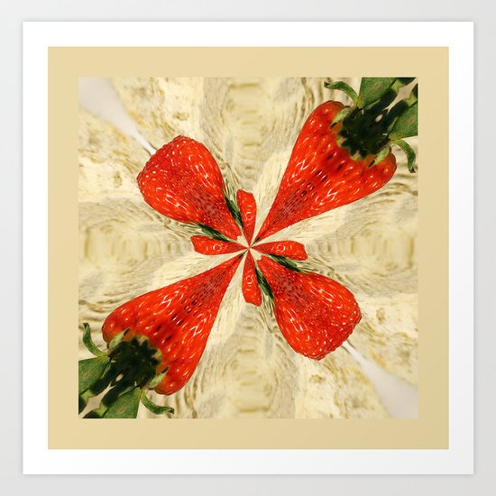 Strawberries square Art Print