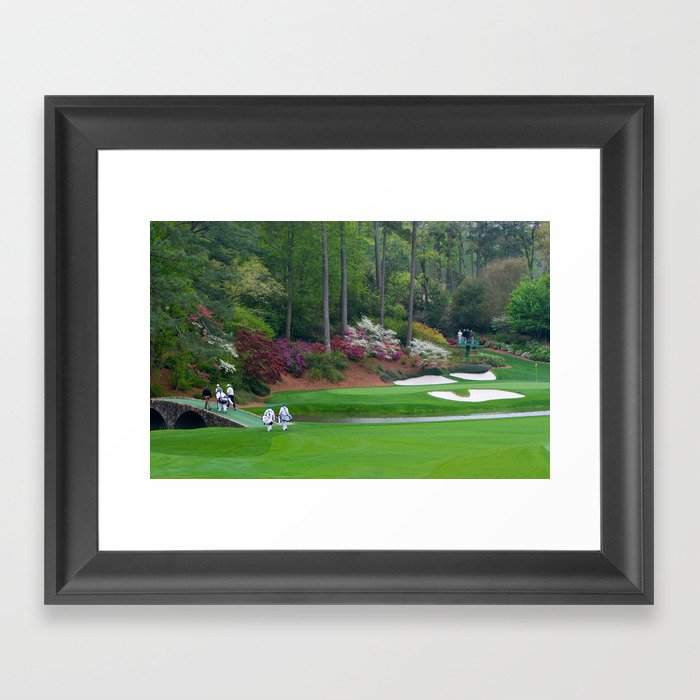 Golf's Amen Corner Augusta Georgia - Golfers on Bridge Framed Art Print