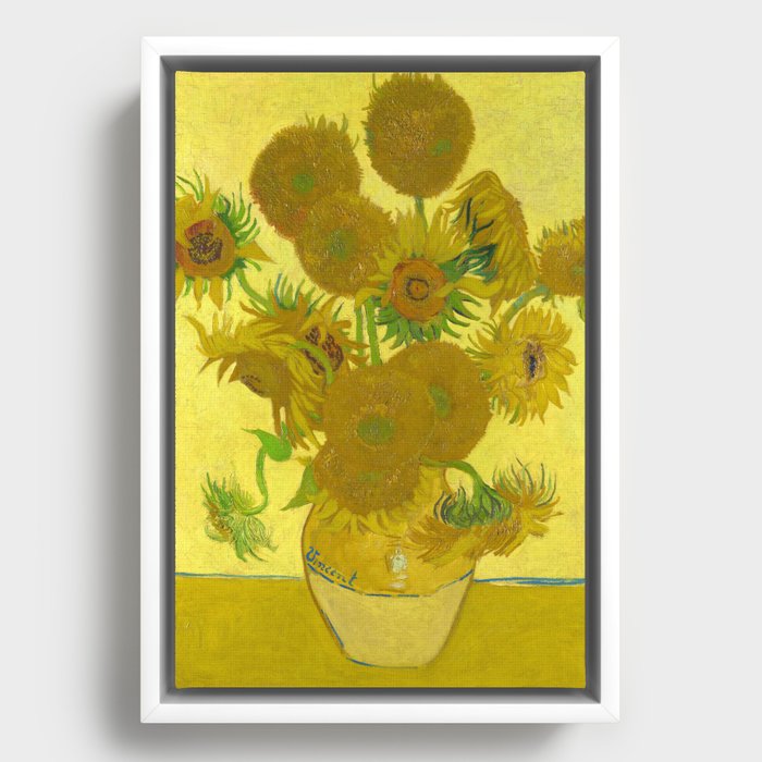 Vincent van Gogh "Still Life  Vase with Fourteen Sunflowers" Framed Canvas