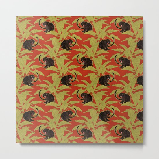 Black Panthers on Red. Metal Print