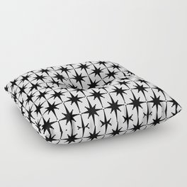 Midcentury Modern Atomic Starburst Pattern in Black and White Floor Pillow